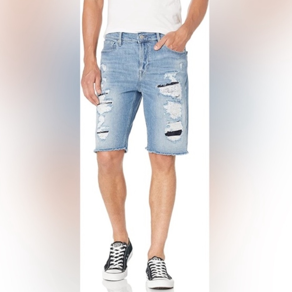 Guess Men’s Slim Short Distressed Denim Shorts